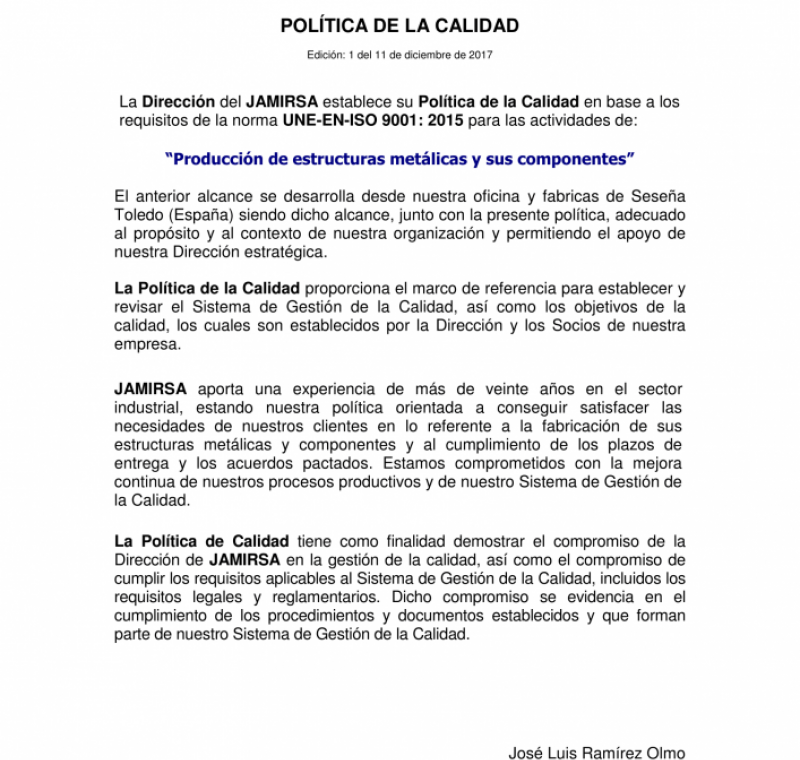 POLITICA DE CALIDAD